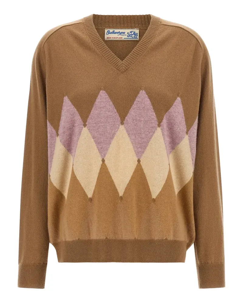 Ballantyne Intarsien-Pullover mit V-Ausschnitt - Braun Braun