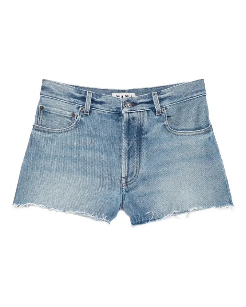 Miu Miu raw-cut denim shorts - Blau Blau