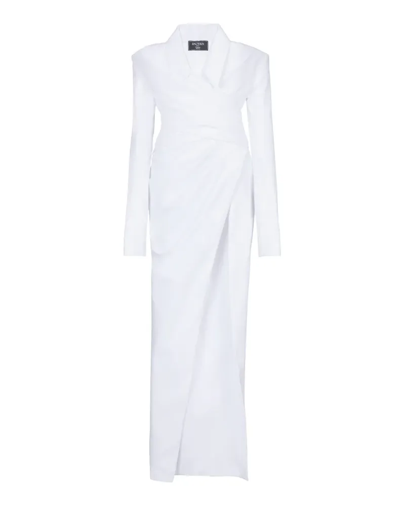 Balmain Langärmeliges Bustierkleid - Weiß Weiß