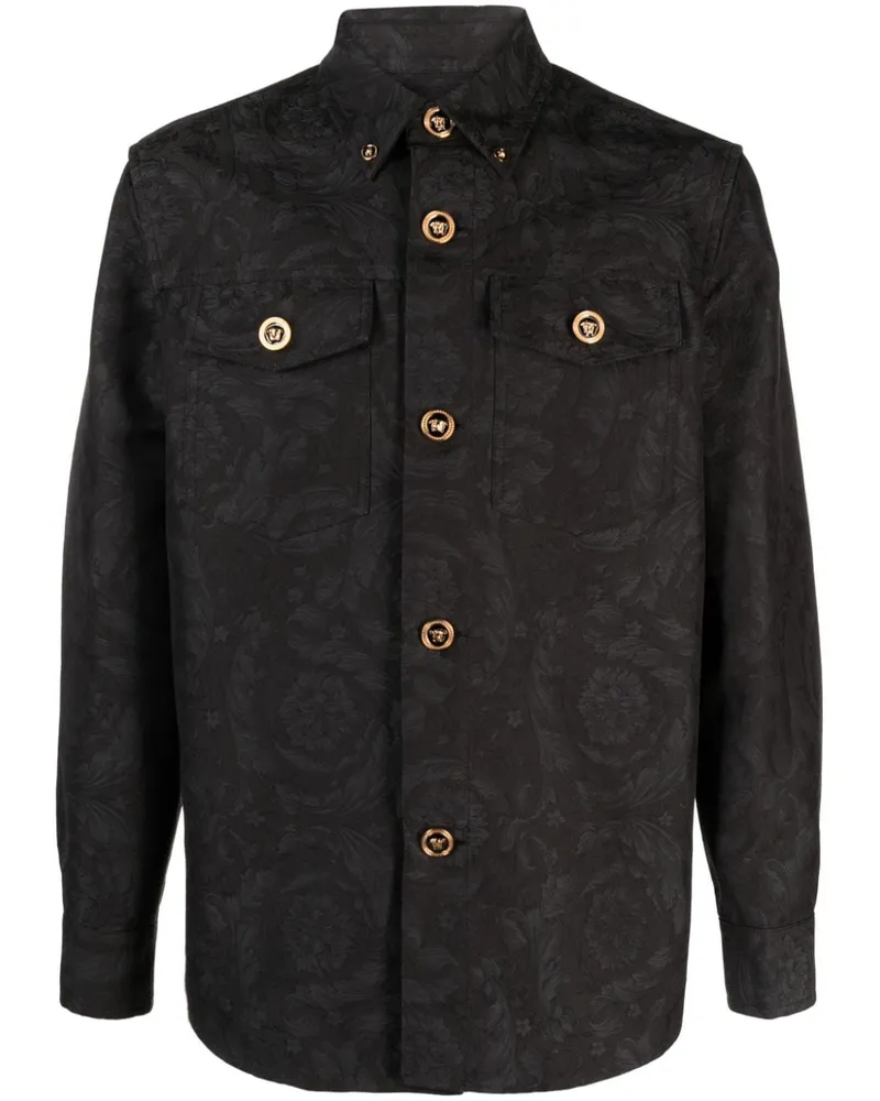 Versace Hemdjacke mit Barocco-Jacquardmuster - Grau Grau