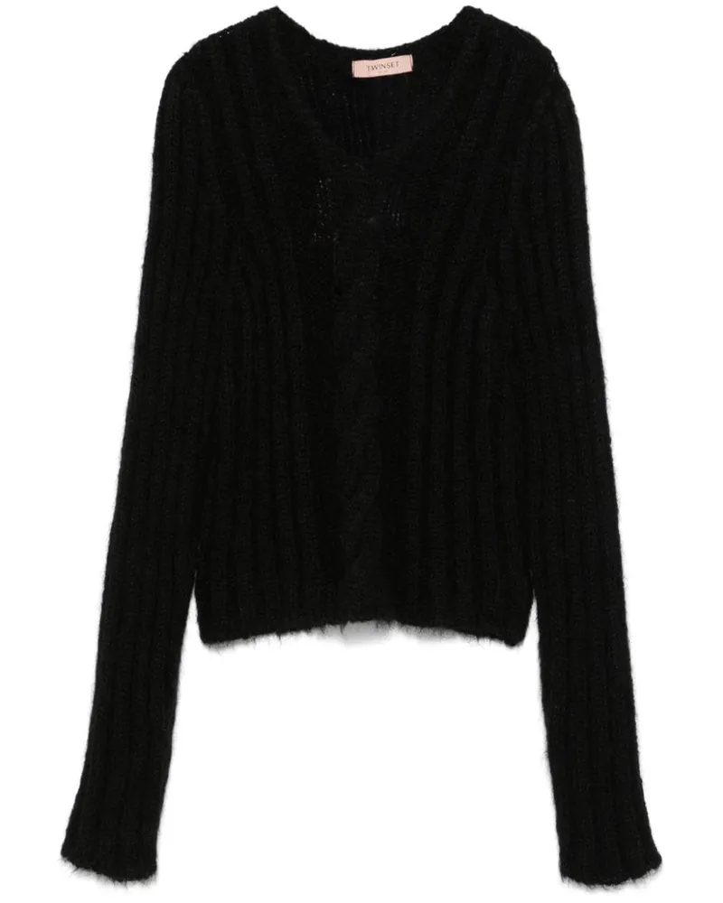 Twin-Set Gerippter Pullover - Schwarz Schwarz