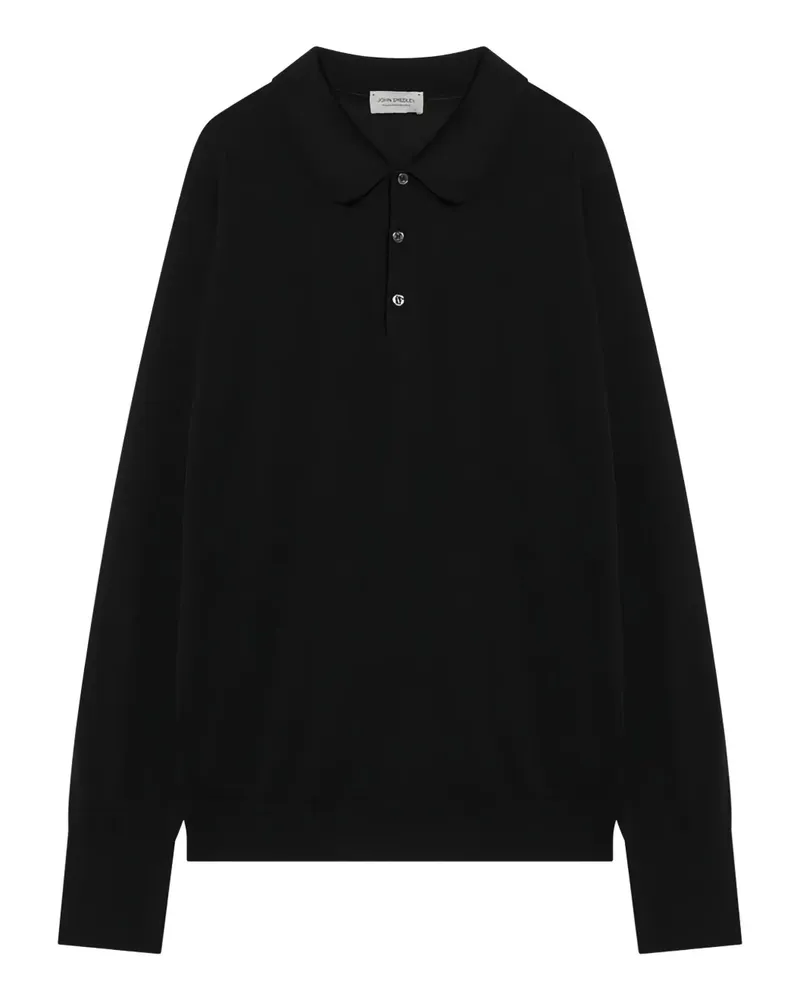 John Smedley Langärmeliges Poloshirt - Schwarz Schwarz