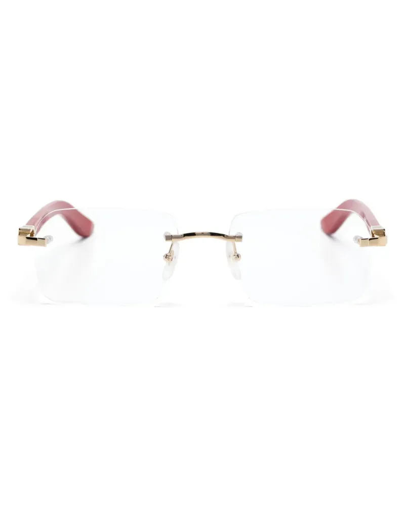Cartier Eckige Brille mit Logo-Schild - Gold Gold