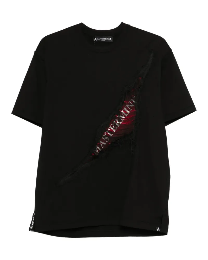 Mastermind Japan ripped logo T-shirt - Schwarz Schwarz