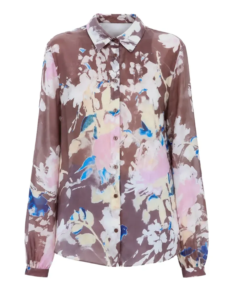Hanita floral-print button-up shirt - Braun Braun