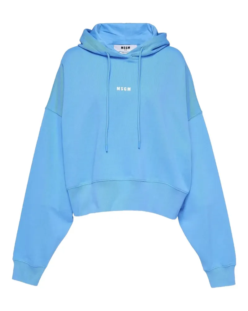 MSGM logo-embroidered hoodie - Blau Blau