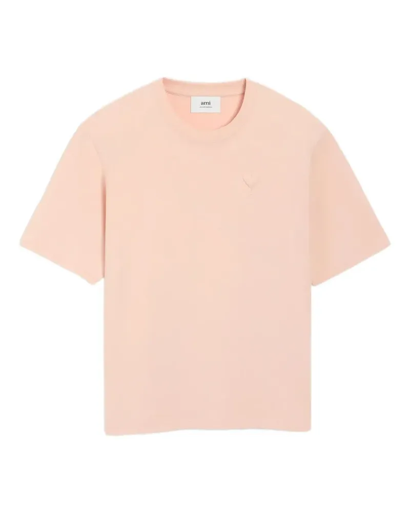 AMI Paris embossed-logo cotton T-shirt - Rosa Rosa