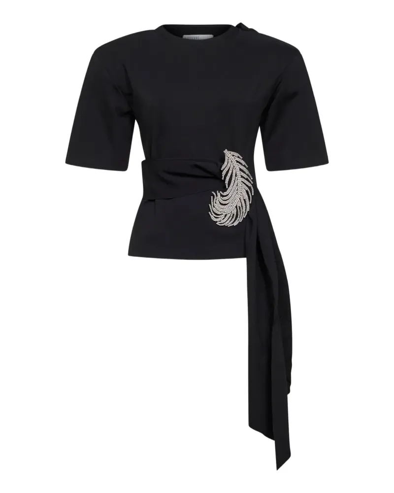 Giuseppe di Morabito T-Shirt mit Federn - Schwarz Schwarz