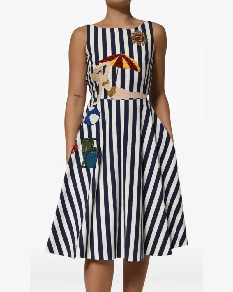 Dolce & Gabbana Gestreiftes Midikleid - Blau Blau