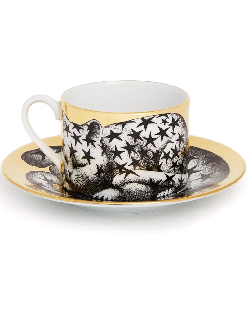 Fornasetti High Fidelity Stellato Teetasse Schwarz