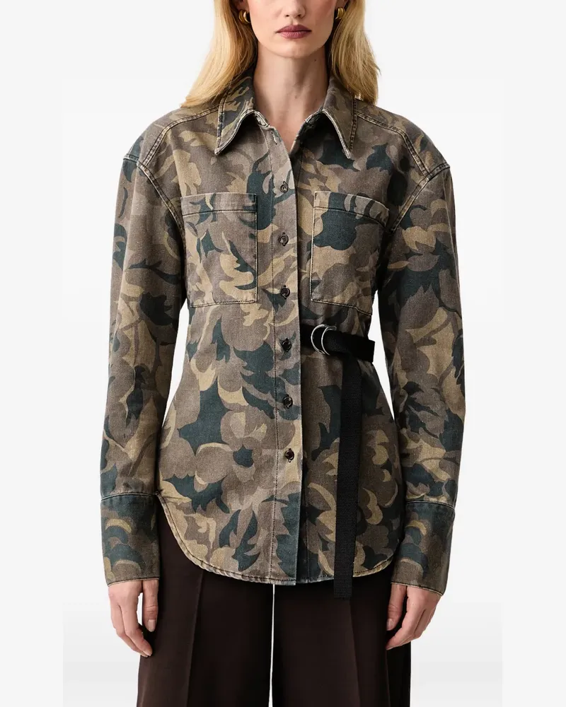 Pinko camouflage-print belted shirt - Braun Braun
