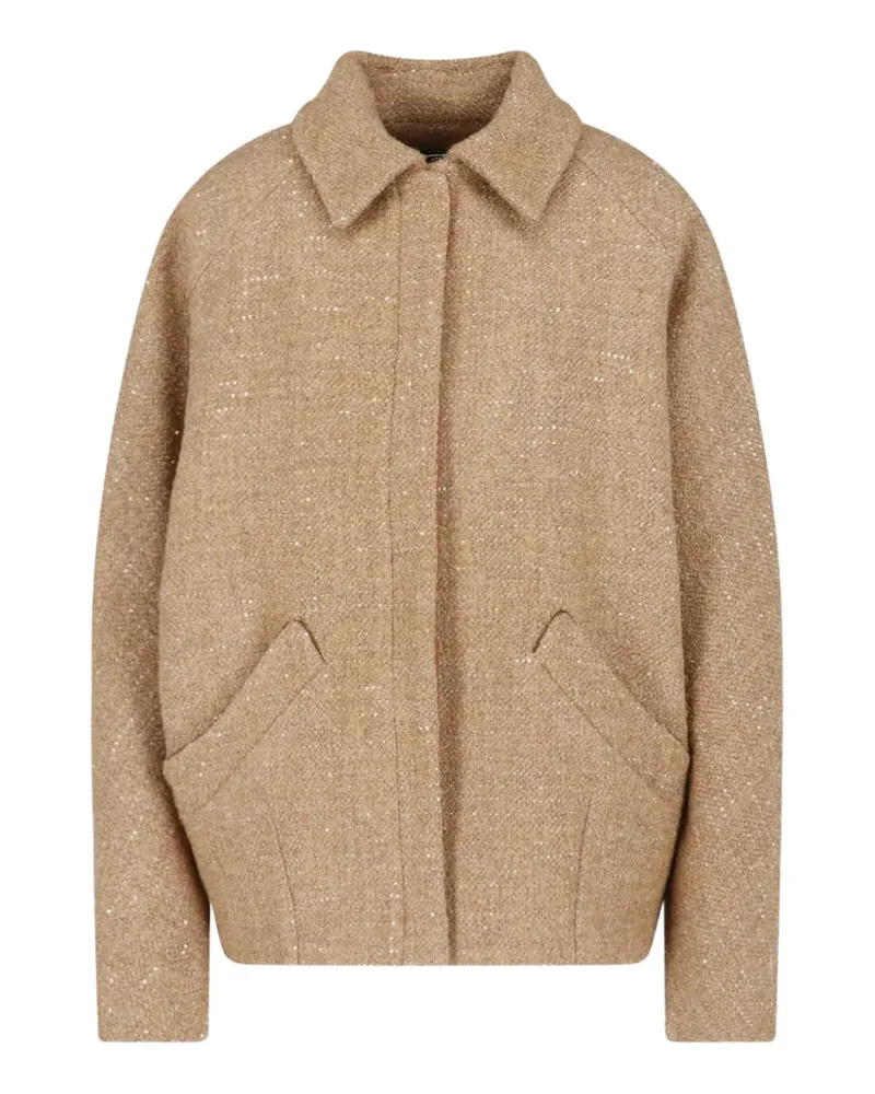 Kiton sequin-embellished bouclé jacket - Nude Nude