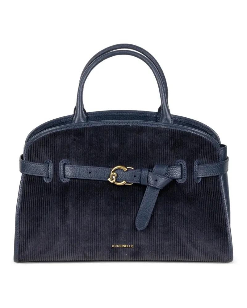 Coccinelle Sabine corduroy-effect leather tote bag - Blau Blau