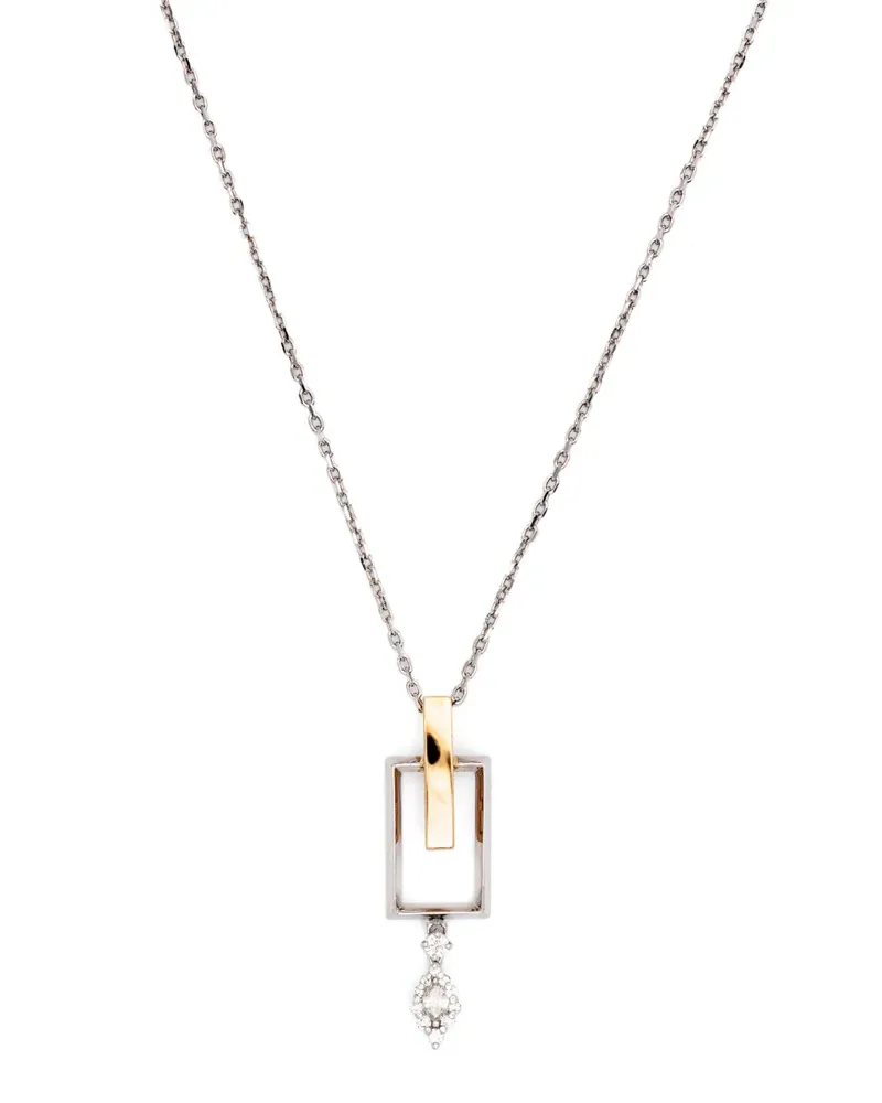 YEPREM 18kt Gelb- und Weißgoldhalskette mit einem Diamanten - Silber Silber