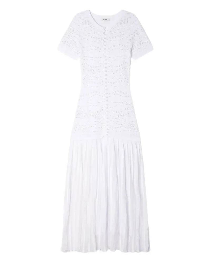 Sandro Texturiertes Strickkleid mit Verzierung - Weiß Weiß