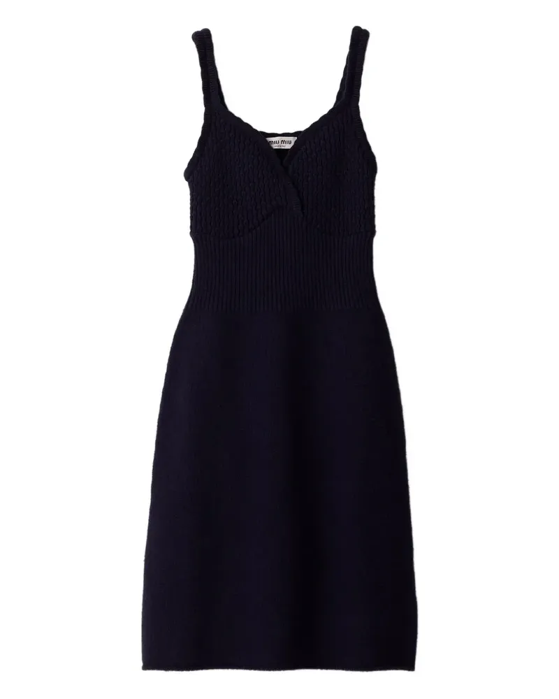 Miu Miu Gestricktes Kleid mit Logo - Blau Blau