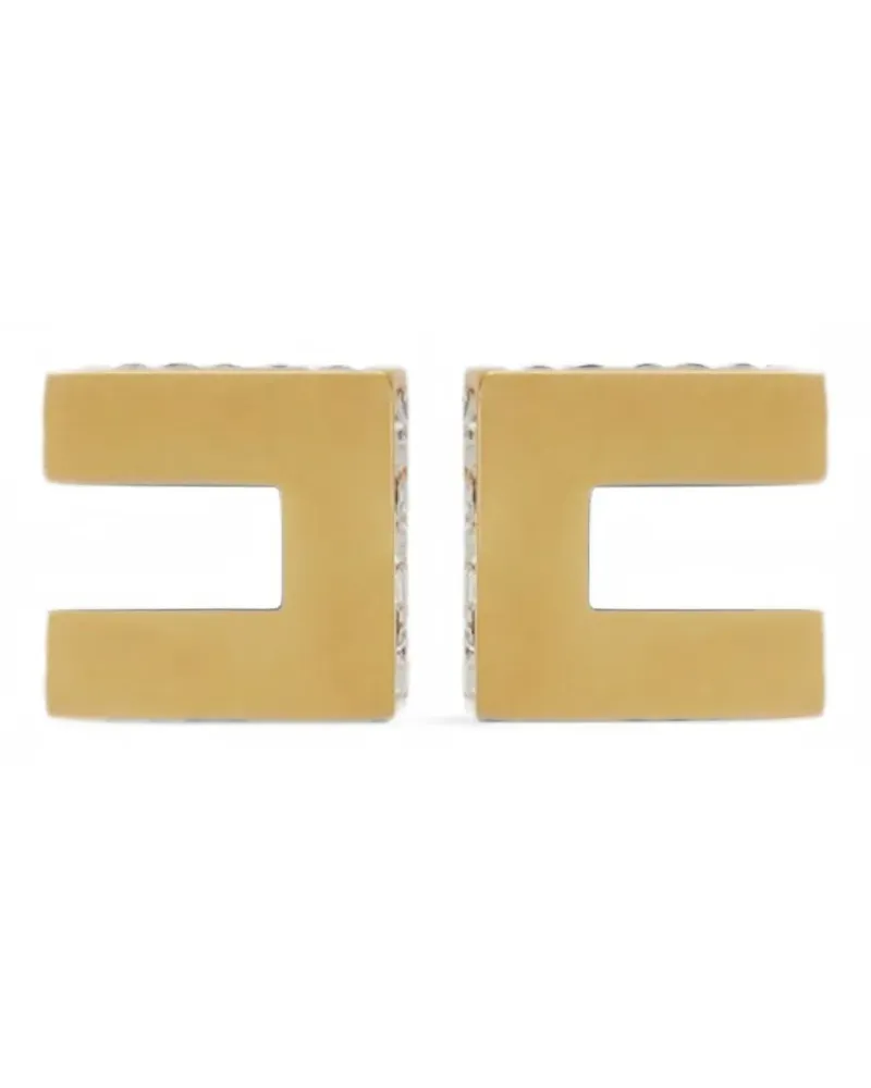 Elisabetta Franchi Ohrringe mit Kristallen und goldfarbenem Logo Gold