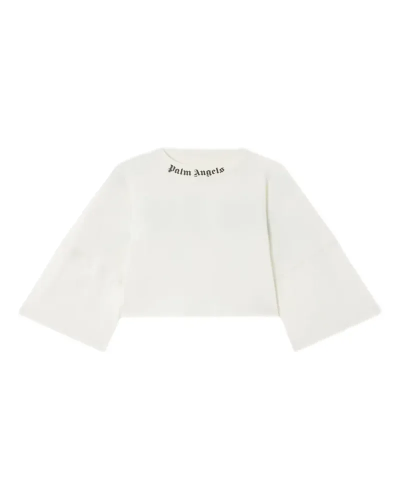 Palm Angels Cropped-T-Shirt mit Logo - Weiß Weiß