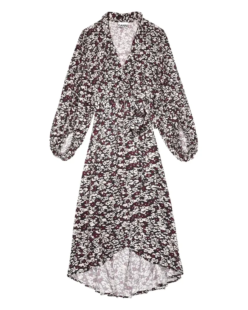 Ganni Gewickeltes Midikleid mit Blumen-Print - Rot Rot