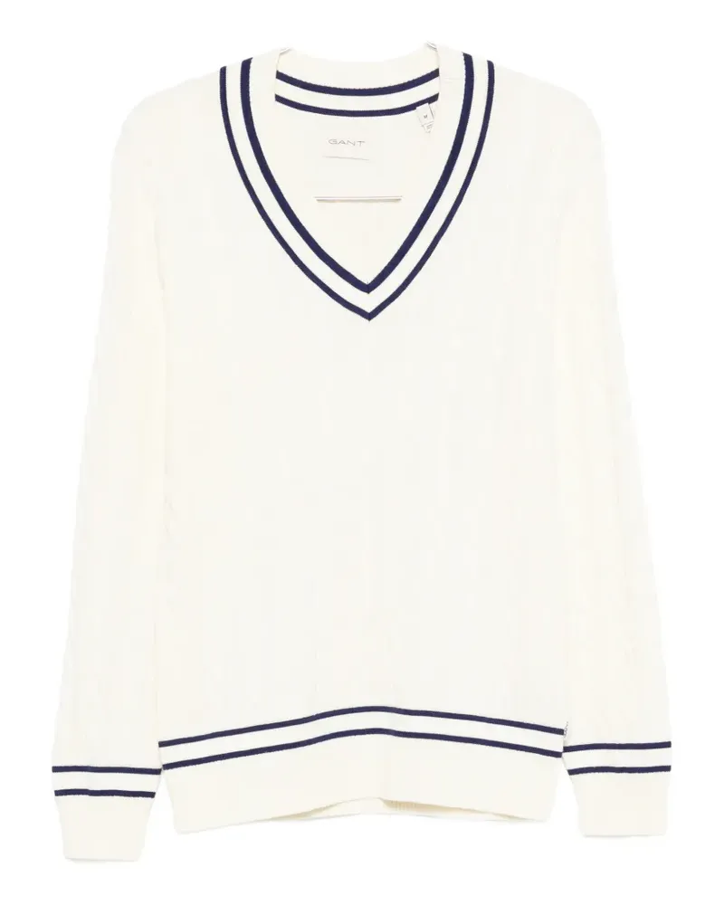 Gant cable-knit striped-trim sweater - Nude Nude