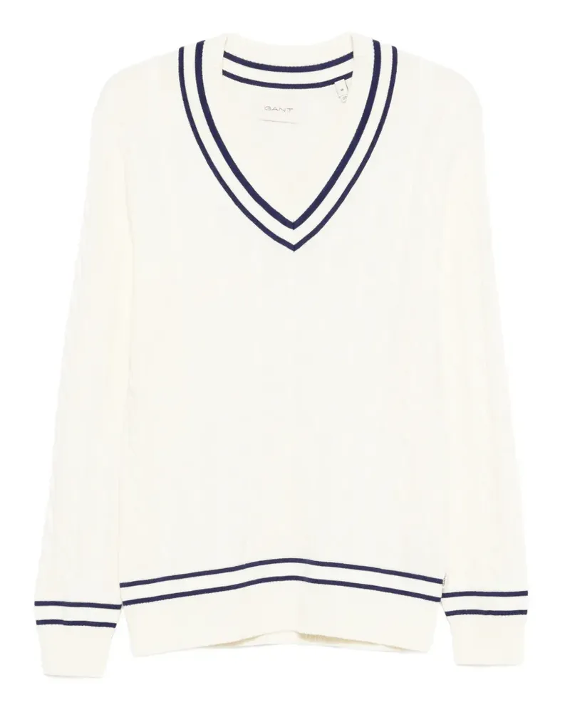 Gant cable-knit striped-trim sweater - Nude Nude