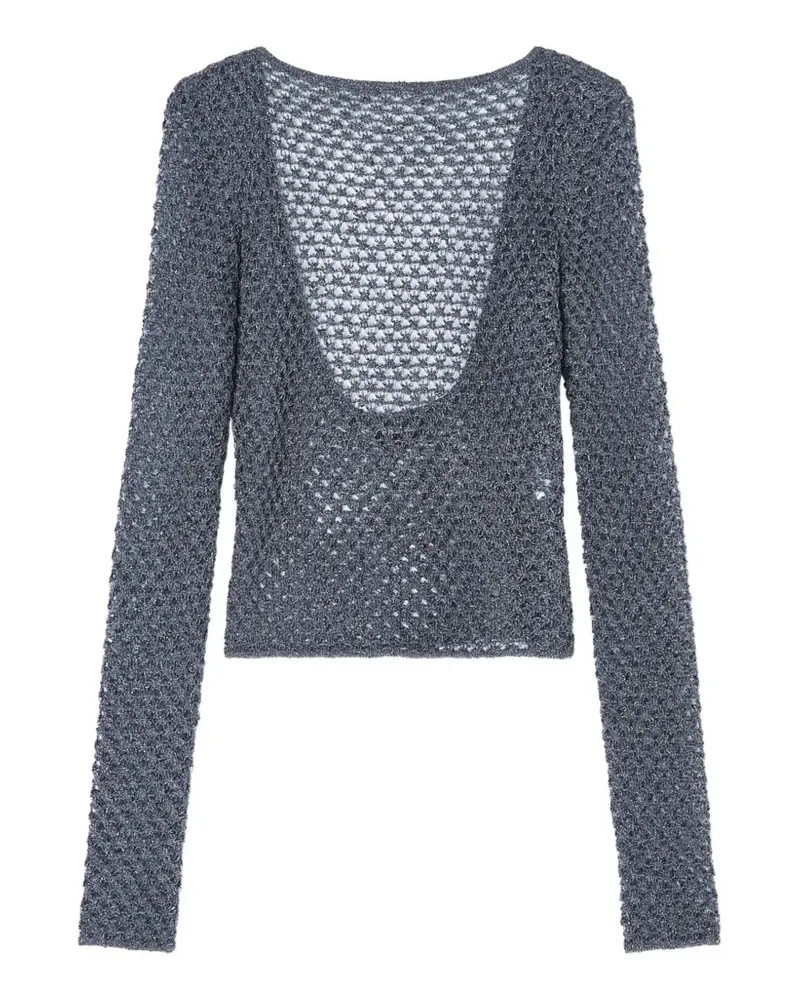 Giorgio Armani open-knit scoop-back sweater - Grau Grau