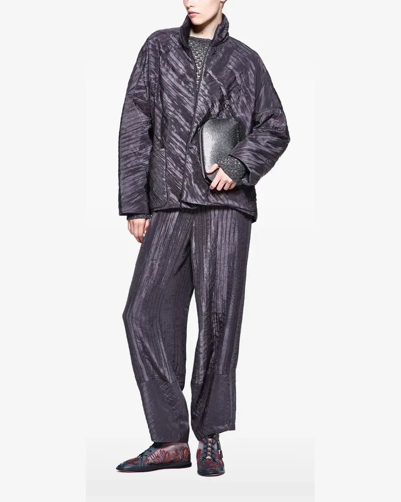 Giorgio Armani Lochstrick-Pullover mit U-Rückenausschnitt - Grau Grau