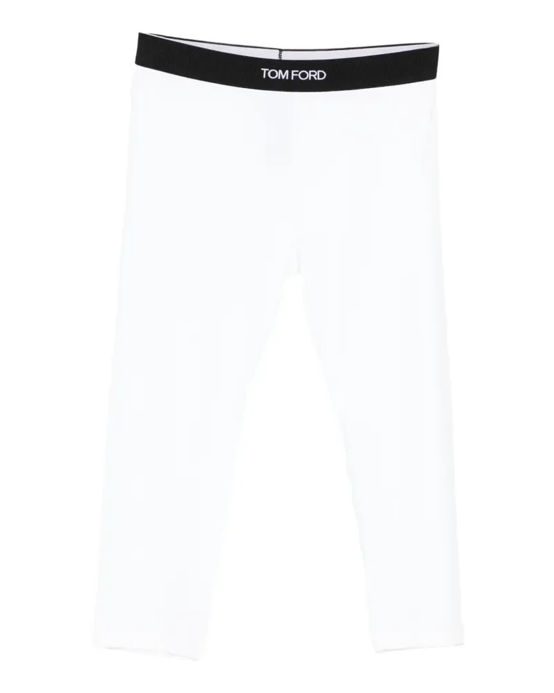 Tom Ford Cropped-Leggings mit Logo-Bund - Weiß Weiß