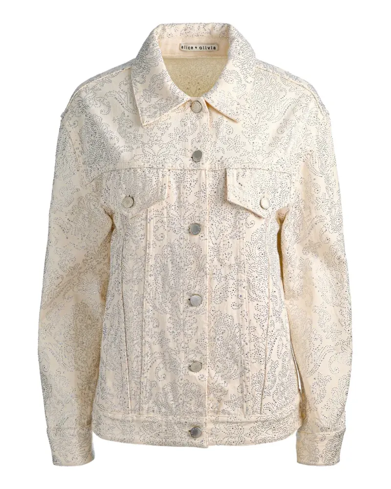 Alice + Olivia Jeff crystal-embellished denim jacket - Nude Nude