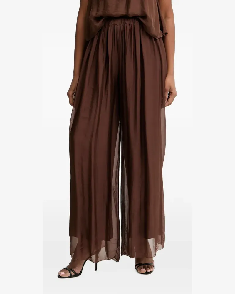 HAVEONE sheer-panel palazzo pants - Braun Braun