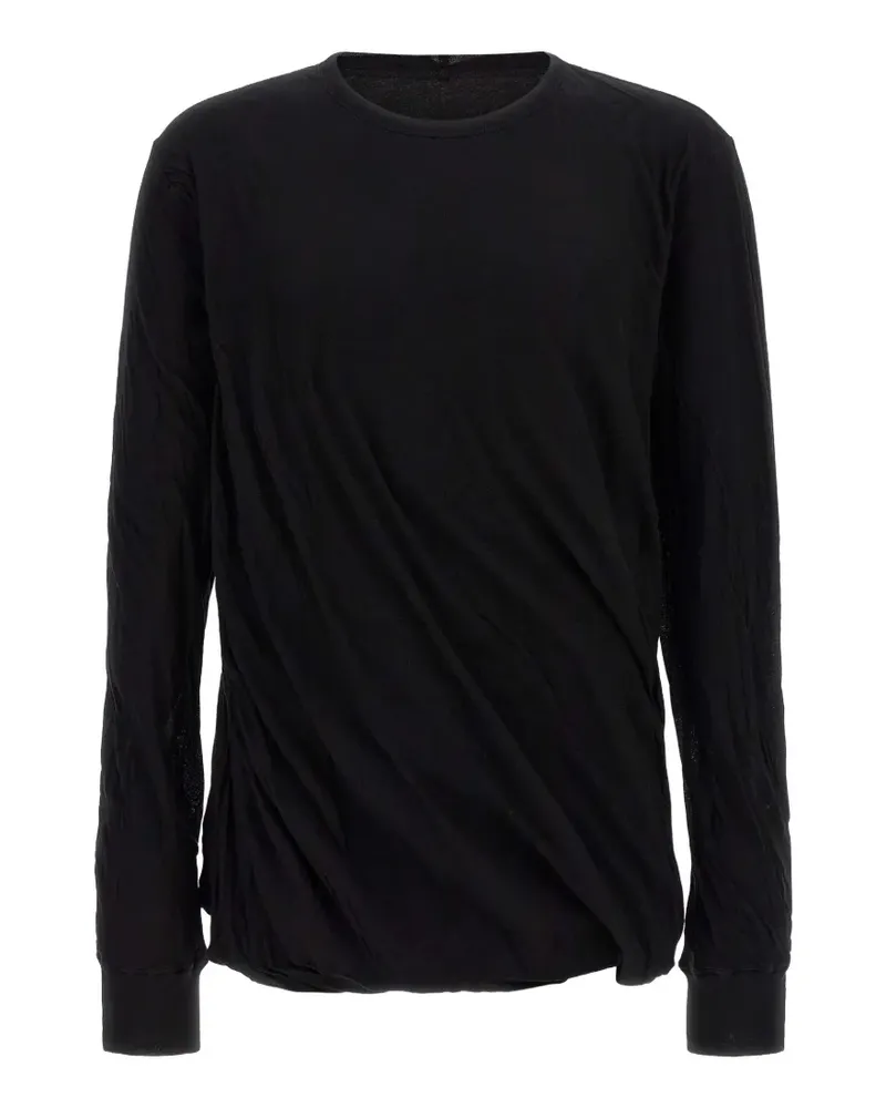 Rick Owens Jumbo Double LS T T T-Shirt mit verdrehtem Effekt - Schwarz Schwarz