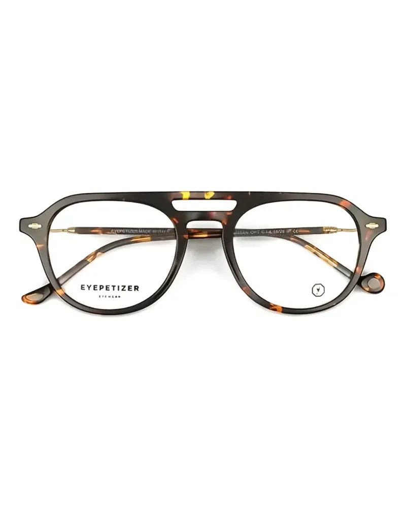 Eyepetizer Namsan tortoise-shell effect pilot-frame glasses - Braun Braun