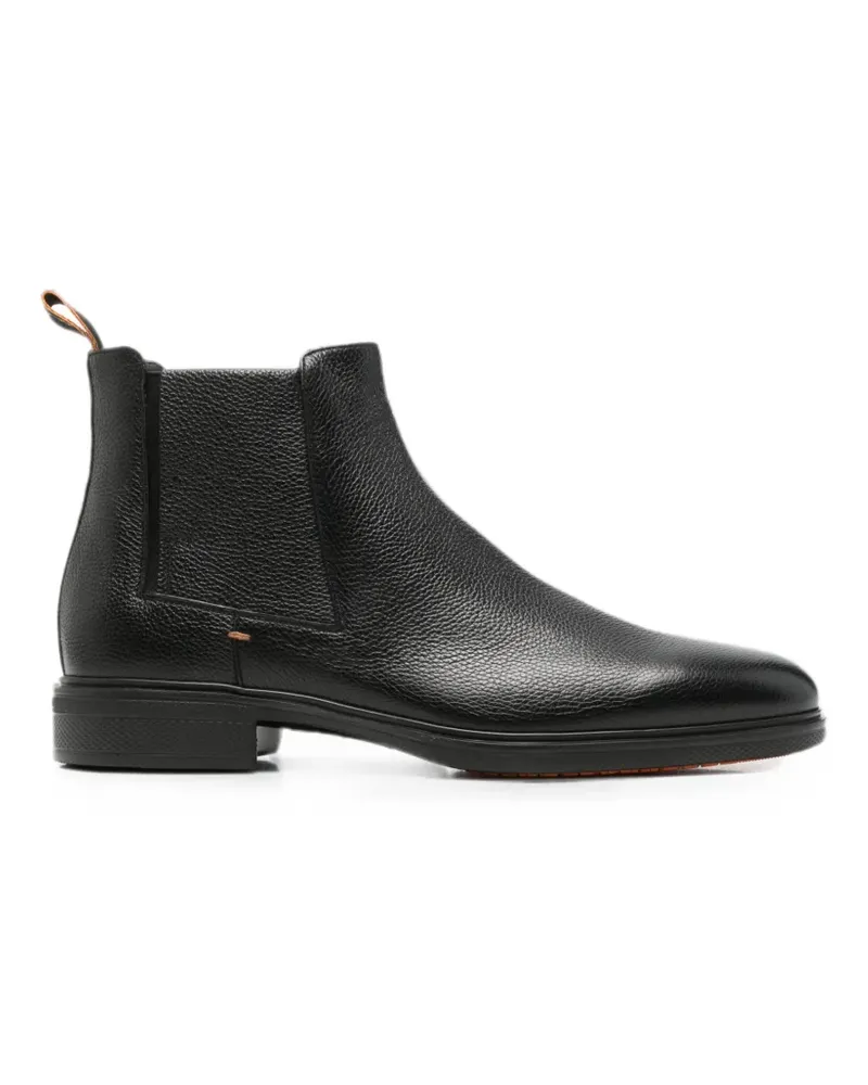 Santoni Chelsea-Boots aus gekörntem Leder - Schwarz Schwarz