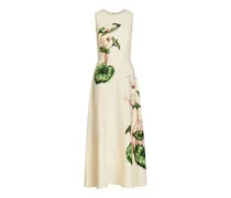 Maxikleid mit Blumenmotiv - Nude