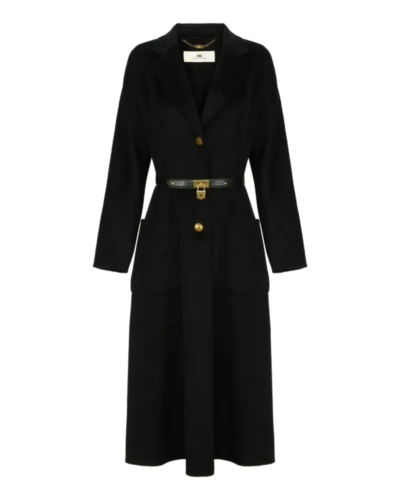 Elisabetta Franchi coat in double cloth with belt - Schwarz Schwarz