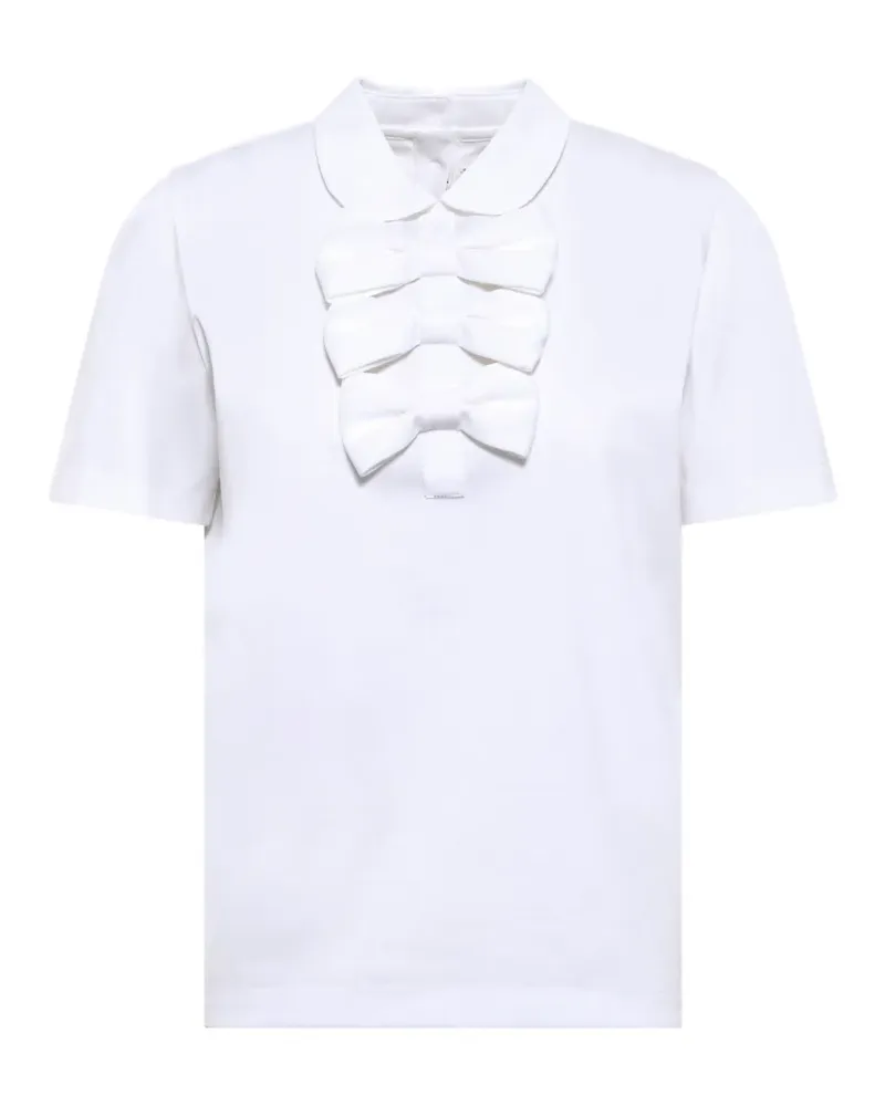 Noir Kei Ninomiya bow-embellished Peter Pan collar T-shirt - Weiß Weiß