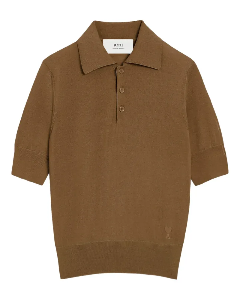 AMI Paris Gestricktes Poloshirt - Braun Braun