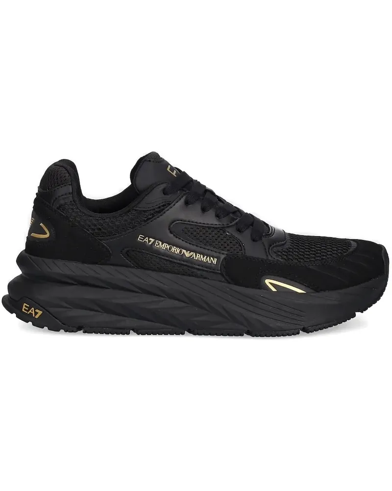 EA7 Mesh-Sneakers mit Logo-Detail - Schwarz Schwarz