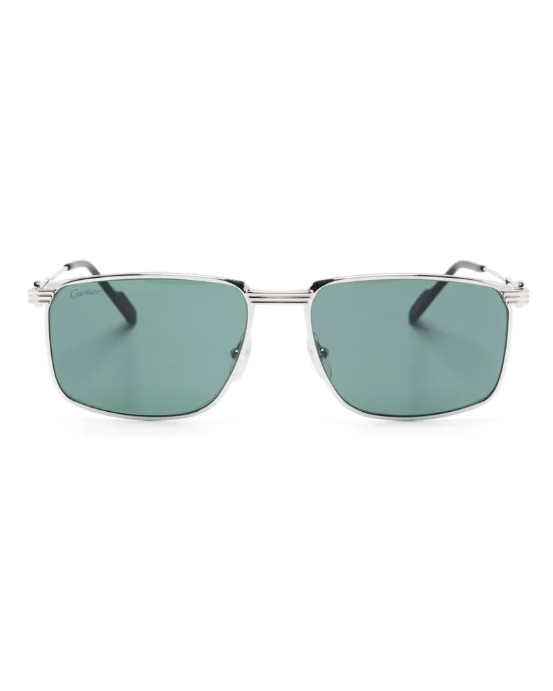 Cartier Sonnenbrille mit eckigem Gestell - Silber Silber