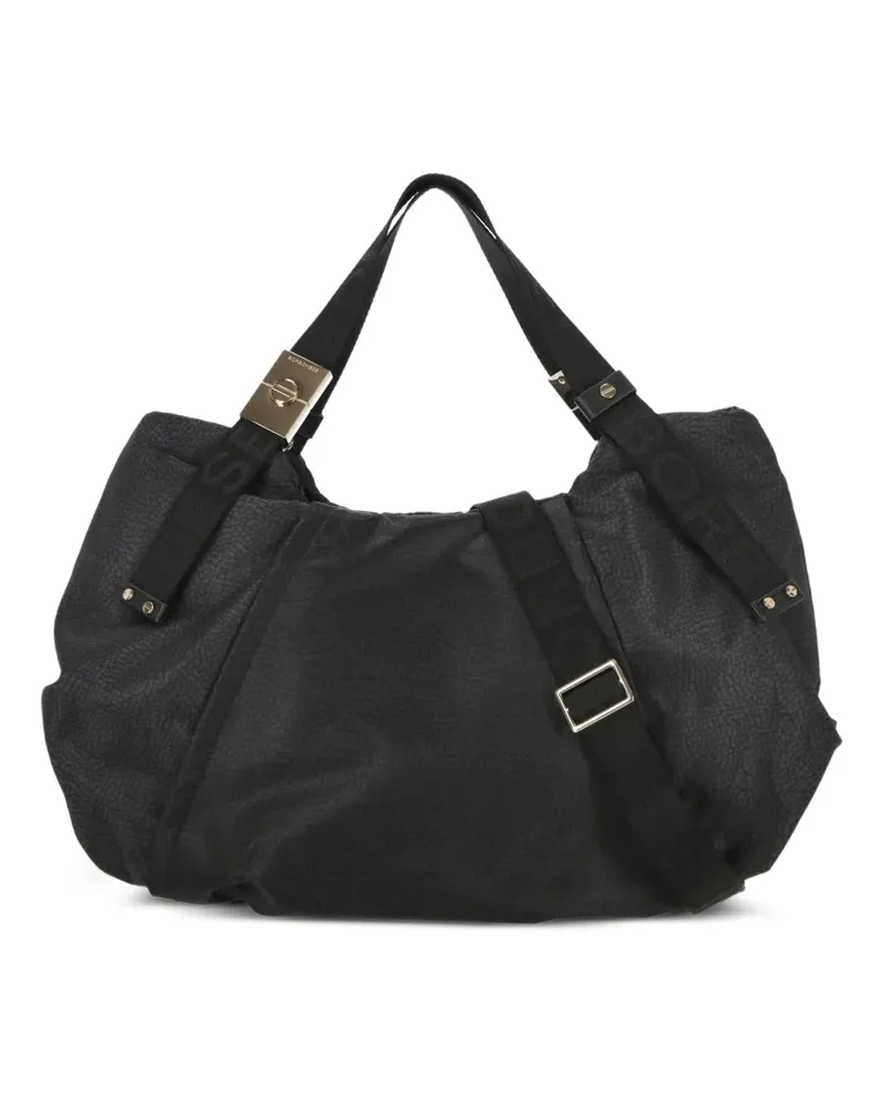 Borbonese Mittelgroße Fold Top Tote Bag - Schwarz Schwarz