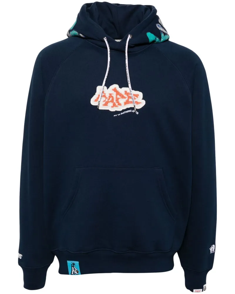 BAPE Hoodie mit Logo-Patch - Blau Blau