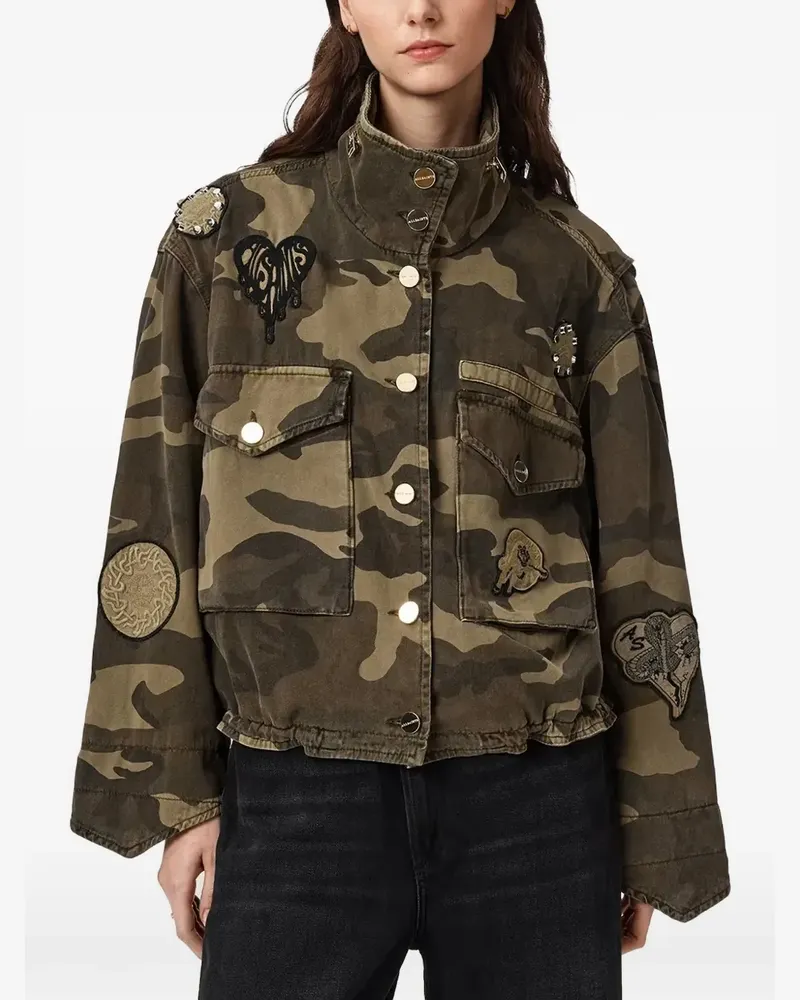 AllSaints Clay camouflage-print patch-embellished jacket - Grün Grün