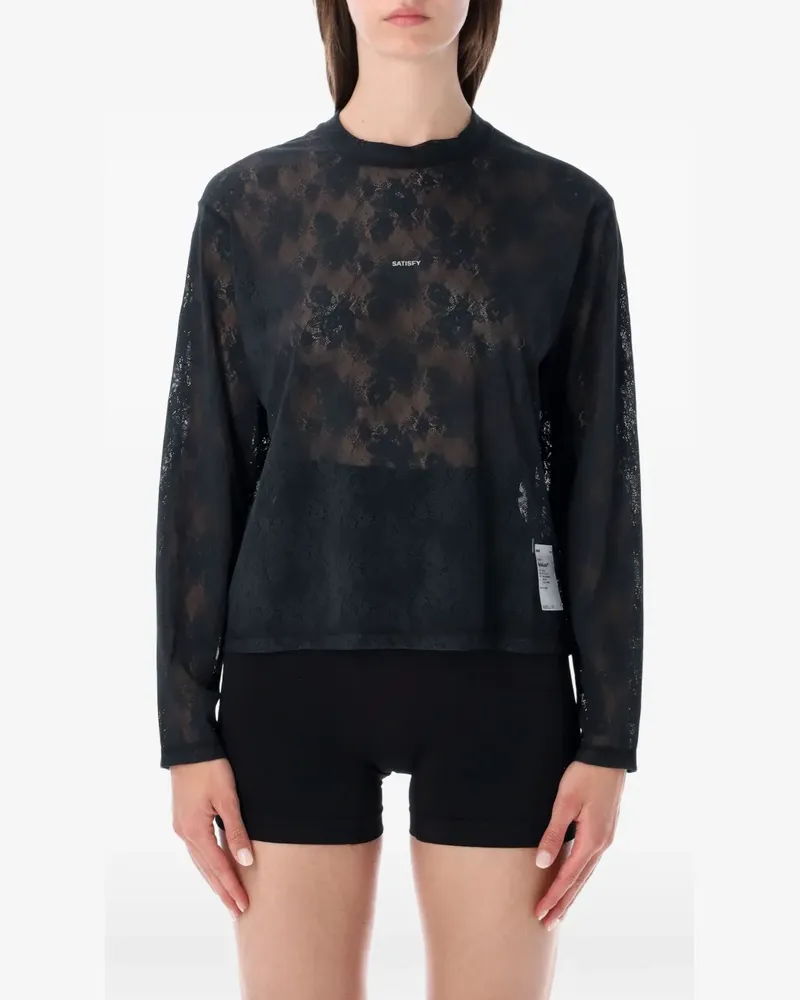 Satisfy SpaceLace floral-lace T-shirt - Schwarz Schwarz