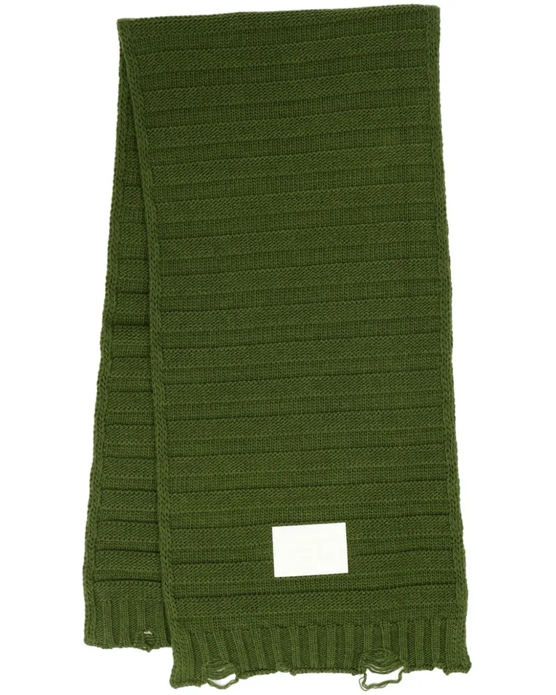 Maison Margiela Gestrickter Schal mit Logo-Print - Grün Grün