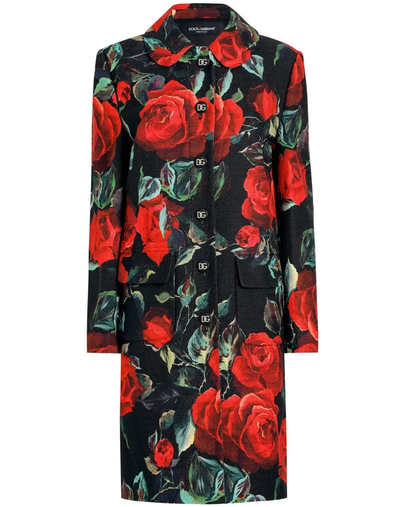Dolce & Gabbana Mantel mit Blumen-Print - Schwarz Schwarz