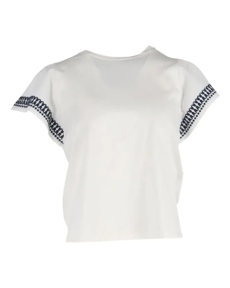 Max Mara Besticktes T-Shirt - Weiß Weiß