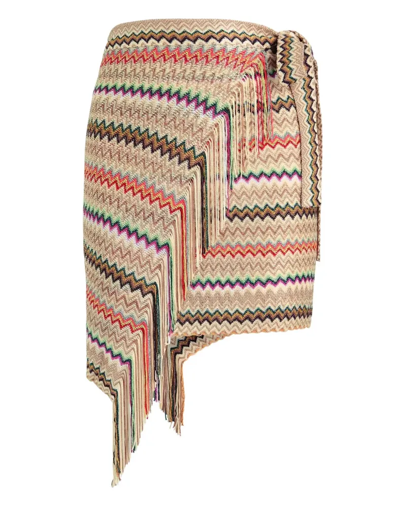 Missoni Fransenrock mit Zickzackmuster - Nude Nude