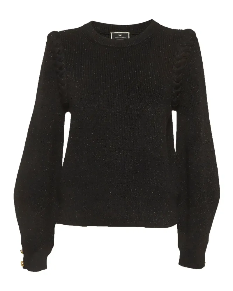Elisabetta Franchi braided-trim rib-knit sweatshirt - Schwarz Schwarz