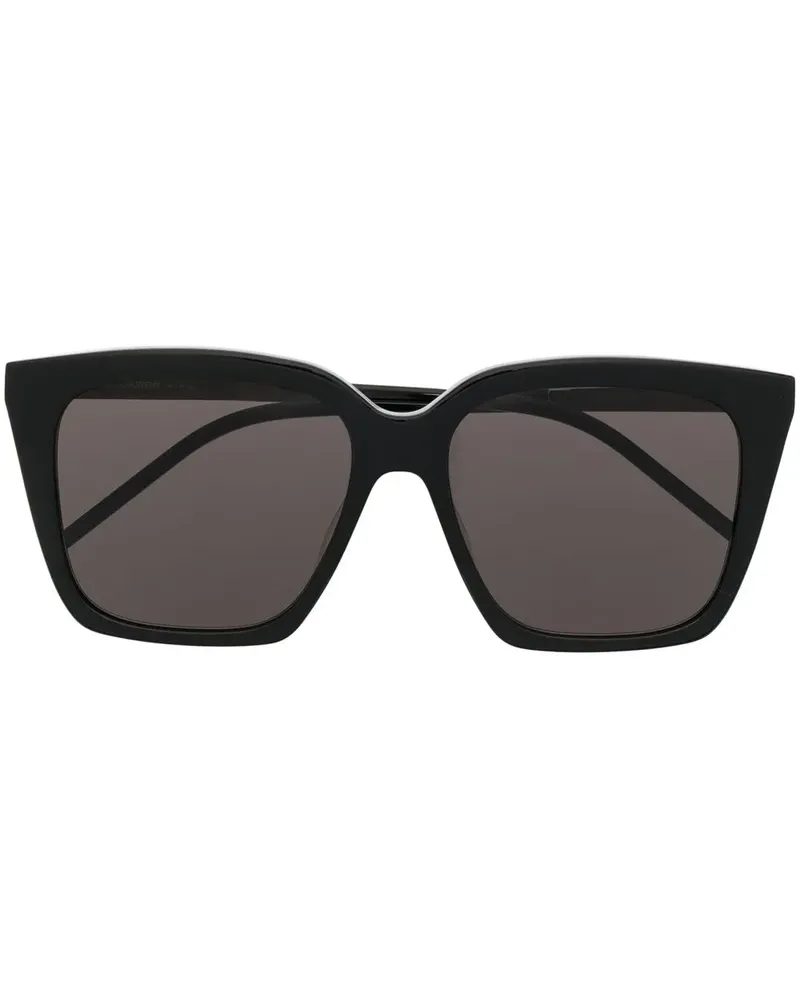 Saint Laurent Sonnenbrille mit Logo-Schild - Schwarz Schwarz