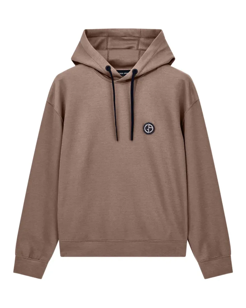 Giorgio Armani logo-patch drawstring hoodie - Braun Braun